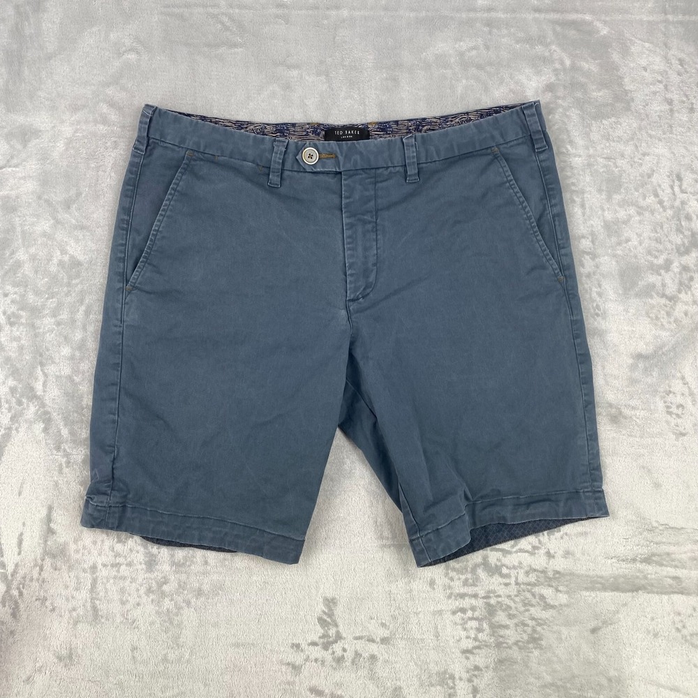 Ted Baker London Shorts Mens 34R Blue Chino Golf Preppy Casual In Ted We Trust